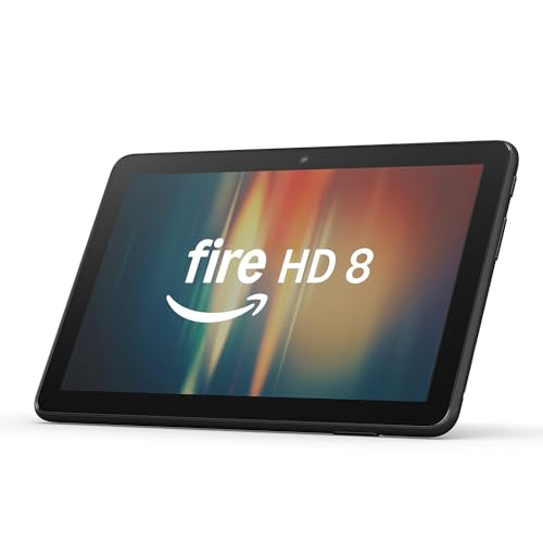 Amazon Fire HD 8-Tablet (Neueste Generation), 8-Zoll-HD-Bildschirm, 3 GB RAM, 32 GB Speicher, für Unterhaltung unterwegs, schwarz (2024) – mit Werbung von Amazon