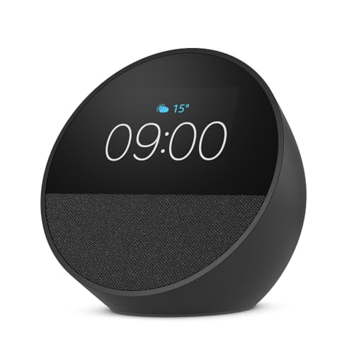 Amazon Echo Spot (2024), smarter Wecker mit sattem Klang und Alexa, Schwarz von Amazon