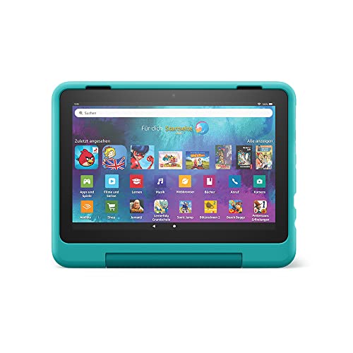 Fire HD 8 Kids Pro-Tablet, 8-Zoll-HD-Display, für Kinder von 6 bis 12 Jahren, 30 % schnellerer Prozessor, 13 Stunden Akkulaufzeit, kindgerechte Hülle, 32 GB (2022), blaugrün von Amazon