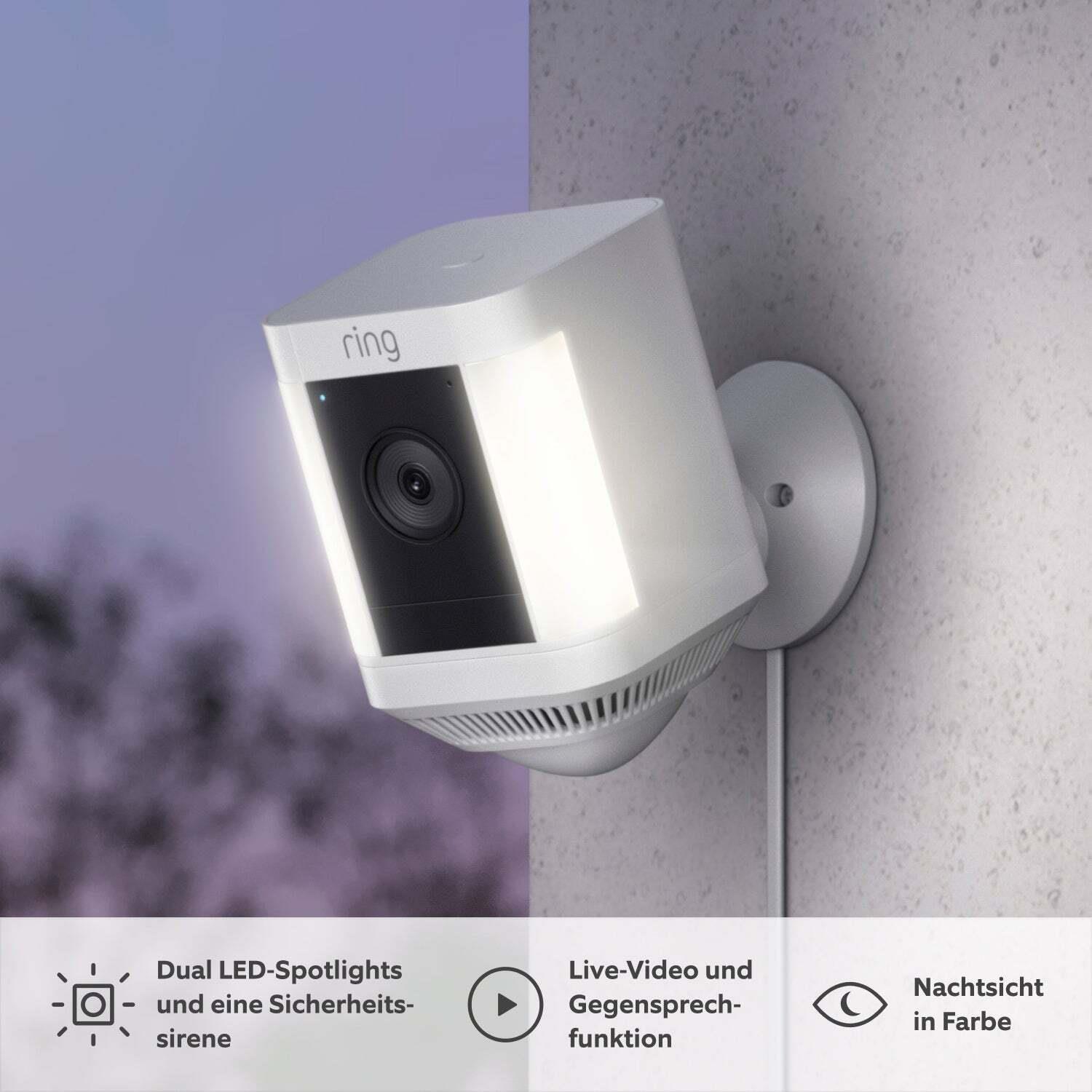 Ring Spotlight Cam Plus Plug Box IP-Sicherheitskamera Outdoor 1920 x 1080 Pixel Decke/Wand (8SH1S2-WEU0) von Amazon