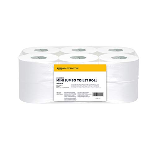 AmazonCommercial 2-lagig Toilettenpapier, Mini Jumbo Rolle, Ohne Duft, 557 Blatt, 6684 stück (1er Pack) von AmazonCommercial