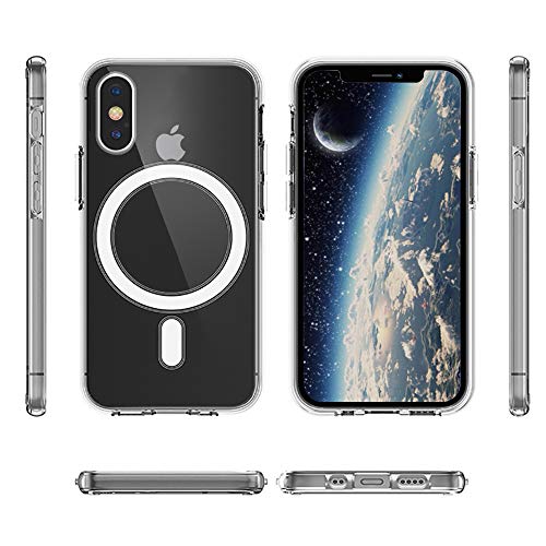 Ambar Magnetic Clear Case Designed for iPhone X/XS - Compatible with MagSafe Charger, Support Magnetic Car Mount Wireless Charging, Soft Press Buttons, Scratch Resistant von Ambar
