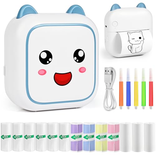 Ambesty Mini Drucker, Mobiler Fotodrucker, Tragbarer Mini Fotodrucker, Wireless Fotodrucker Thermodrucker, mit 13 Rollen Druckerpapie und 5 Buntstifte, Smartphone Bluetooth Drucker, für Lernhilfe Ambesty Mini Drucker, Mobiler Fotodrucker, Tragbarer Mini Fotodrucker, Wireless Fotodrucker Thermodrucker, mit 13 Rollen Druckerpapie und 5 Buntstifte, Smartphone Bluetooth Drucker, für Lernhilfe von Ambesty