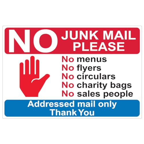 Ambiance Sticker Vinyl-Aufkleber mit Aufschrift "No JUNK MAIL Please: No Menus, No Flyers, No Circulars, No Charity Bags, No Sales People", H10 x L15 cm von Ambiance Sticker