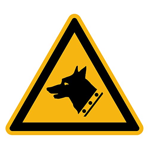 Aufkleber Gefahr Warnung NF ISO 7010 - Selbstklebende Plastifizierte Dreiecksplatte Wasser- und UV-beständig - Hund Beobachten - 20x20 cm von Ambiance Sticker