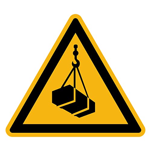 Aufkleber Gefahr Warnung NF ISO 7010 - Selbstklebende Plastifizierte Dreiecksplatte Wasser- und UV-beständig - Schwebende Lasten - 20x20 cm von Ambiance Sticker