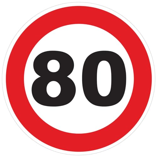 Aufkleber Geschwindigkeitsbegrenzung für Busse, Kreis, rot – Traktor, Schwergewicht, Geschwindigkeitsbegrenzung, LKW, 80 km/h, selbstklebend, 20 cm Durchmesser von Ambiance Sticker