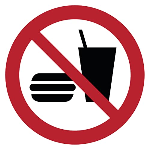 Runder Laminierter Schilderklebstoff, Wasserfester ISO 7010 - Kleber – UV-beständiger Laminierter Klebstoff – Kein Essen Oder Trinken - Durchmesser 40 cm von Ambiance Sticker