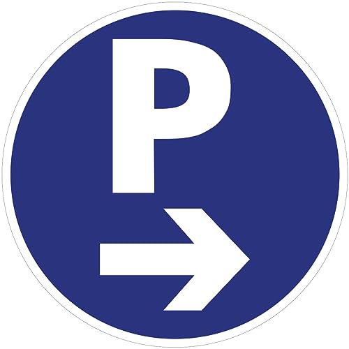 Selbstklebendes Sicherheitsschild, hart, rund, selbstklebend, laminiert, laminiert, wasserfest und UV-beständig, Parkplatz, Pfeil rechts, Durchmesser 24 cm Selbstklebendes Sicherheitsschild, hart, rund, selbstklebend, laminiert, laminiert, wasserfest und UV-beständig, Parkplatz, Pfeil rechts, Durchmesser 24 cm von Ambiance Sticker