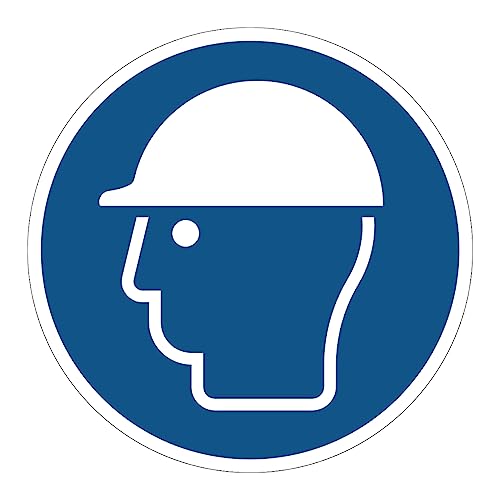 Verpflichtungsaufkleber NF ISO7010 – Wasserfester und UV-beständiger Laminierter Runder Beschilderungsaufkleber – Schutzhelmpflicht - Durchmesser 15 cm von Ambiance Sticker