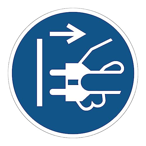 Verpflichtungsaufkleber NF ISO7010 – Wasserfester und UV-beständiger Laminierter Runder Beschilderungsaufkleber – Ziehen sie den Netzstecker - Durchmesser 40 cm von Ambiance Sticker