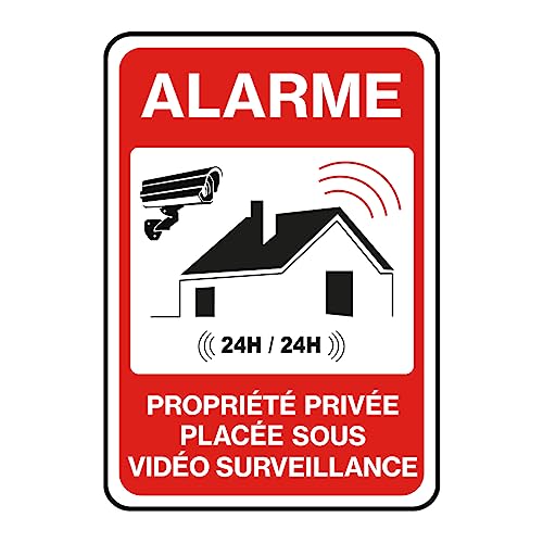 Vinyl-Aufkleber, wasserfest, UV-Schutz, selbstklebend, laminiert, laminiert, wasserfest und UV-beständig, Privateigentum unter Alarm, Videoüberwachung, 24 Stunden / 24 Stunden – H 30 x B 21 cm Vinyl-Aufkleber, wasserfest, UV-Schutz, selbstklebend, laminiert, laminiert, wasserfest und UV-beständig, Privateigentum unter Alarm, Videoüberwachung, 24 Stunden / 24 Stunden – H 30 x B 21 cm von Ambiance Sticker