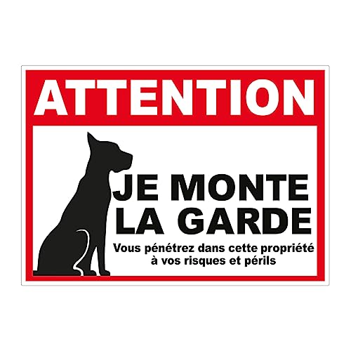 Vinyl-Aufkleber, wasserfest, UV-Schutz, selbstklebend, laminiert, laminiert, wasserfest und UV-beständig, Schild Achtung Je Monte la Garde – H 15 x B 21 cm Vinyl-Aufkleber, wasserfest, UV-Schutz, selbstklebend, laminiert, laminiert, wasserfest und UV-beständig, Schild Achtung Je Monte la Garde – H 15 x B 21 cm von Ambiance Sticker