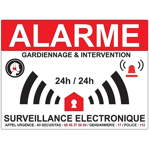 Vinyl-Aufkleber, wasserfest, UV-Schutz, selbstklebend, laminiert, laminiert, wasserfest und UV-beständig, elektronischer Alarm, H8 x L6 cm von Ambiance Sticker