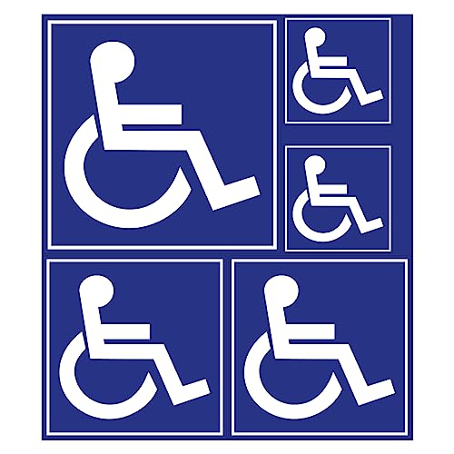 Vinyl-Aufkleber, wasserfest, UV-Schutz – selbstklebend, laminiert, wasserfest und UV-beständig – für Auto, Tür, Behinderte, Parkplatz, Toilette, WC-Schild – 5 Stück von Ambiance Sticker