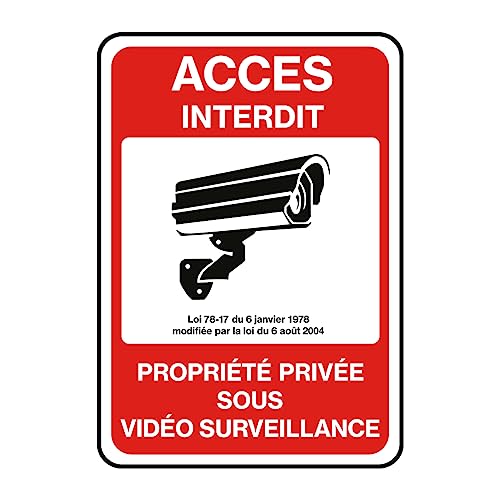 Vinyl-Aufkleber, wasserfest, UV-Schutz, selbstklebend, laminiert, laminiert, wasserfest und UV-beständig, privates Eigentum unter Videoüberwachung, Zugang verboten, H 30 x L 21 cm Vinyl-Aufkleber, wasserfest, UV-Schutz, selbstklebend, laminiert, laminiert, wasserfest und UV-beständig, privates Eigentum unter Videoüberwachung, Zugang verboten, H 30 x L 21 cm von Ambiance Sticker