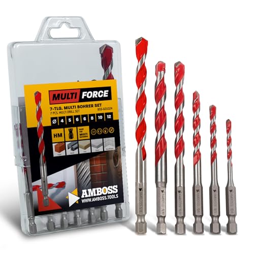 Amboss Mehrzweck Bohrer Set Multifunktionsbohrer Multibohrer 7teilig Ø 4,5,2x6,8,10,12 mm | für Holz, Bleche, Gipskarton, (Edel-) Stahl, Mauerwerk uvm. | für Bohrmaschinen/Akkuschrauber von Amboss Werkzeuge