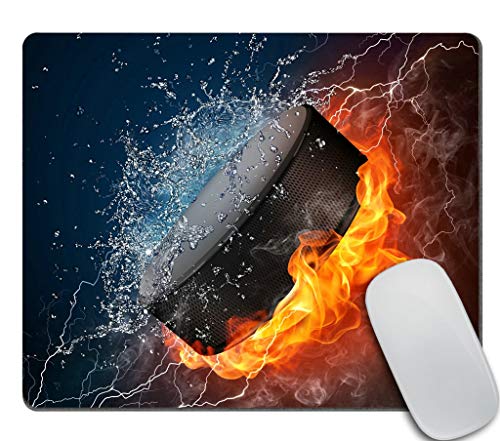 Amcove Flaming Hockey Puck Feuer und Wasser Mousepad rutschfeste Gummi Gaming Mauspad Rechteckige Mousepads für Computer Laptop von Amcove