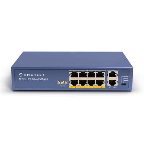 amcrest 9-port PoE + Power over Ethernet POE SWITCH MIT METALL-Gehäuse, Ports PoE + 802.3 at 96 W (amps9e8p-at-96) von Amcrest