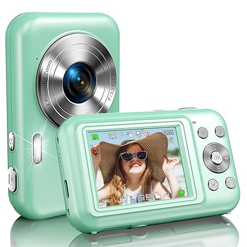 Digitalkamera,Amdeurdi 1080P Fotokamera, 44MP Fotoapparat,Kompaktkamera 16X Digitalzoom mit 1 Wiederaufladbare Batterien für Kinder, Teenager, Anfänger, Jungen, Mädchen(Grün) von Amdeurdi