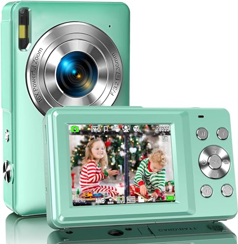Digitalkamera,Amdeurdi Fotokamera,44MP Kompaktkamera,1080P FHD Fotoapparat,Vlogging Kamera Tragbare Kompaktkamera mit LCD 16X Digitalzoom,1 Akku für Kinder, Teenager, Anfänger von Amdeurdi