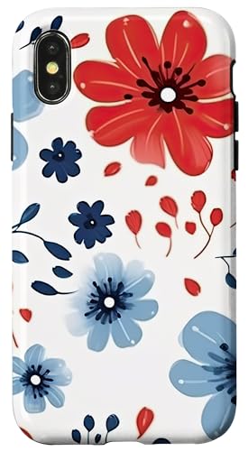 Patriotische Blume in Rot, Weiß, Blau, Gedenktag und 4. Juli Hülle für iPhone X/XS Patriotische Blume in Rot, Weiß, Blau, Gedenktag und 4. Juli Hülle für iPhone X/XS von American Freedom Wear