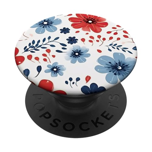 Patriotische Blume in Rot, Weiß, Blau, Gedenktag und 4. Juli PopSockets Klebender PopGrip von American Freedom Wear