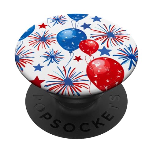 Rot Weiß Blau Ballon Party | Gedenktag & 4. Juli PopSockets Klebender PopGrip von American Freedom Wear