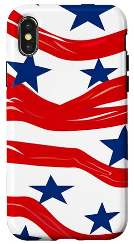 Rot Weiß Blau Sterne Patriotisch | Memorial Day & 4. Juli Hülle für iPhone X/XS Rot Weiß Blau Sterne Patriotisch | Memorial Day & 4. Juli Hülle für iPhone X/XS von American Freedom Wear
