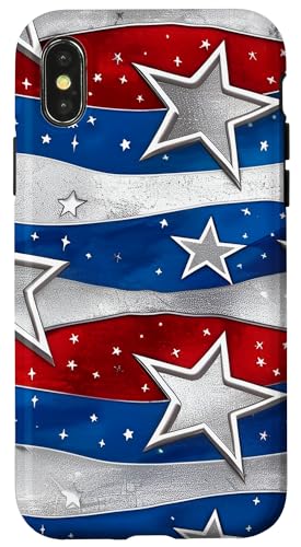 Rot Weiß Blau Sterne Patriotisch | Memorial Day & 4. Juli Hülle für iPhone X/XS Rot Weiß Blau Sterne Patriotisch | Memorial Day & 4. Juli Hülle für iPhone X/XS von American Freedom Wear