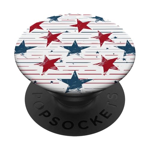 Rot Weiß Blau Sterne Patriotisch | Memorial Day & 4. Juli PopSockets Klebender PopGrip von American Freedom Wear