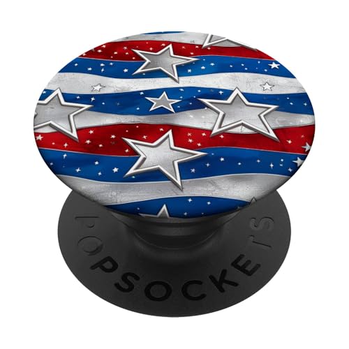 Rot Weiß Blau Sterne Patriotisch | Memorial Day & 4. Juli PopSockets Klebender PopGrip von American Freedom Wear