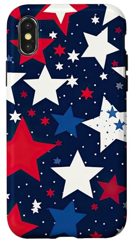 Rot Weiß Blau Sterne patriotisch | Memorial Day & 4. Juli Hülle für iPhone X/XS Rot Weiß Blau Sterne patriotisch | Memorial Day & 4. Juli Hülle für iPhone X/XS von American Freedom Wear