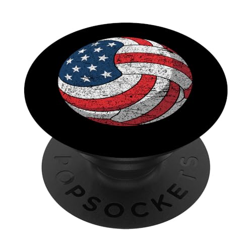 Volleyball-Gedenktag mit amerikanischer Flagge und 4. Juli PopSockets Klebender PopGrip von American Freedom Wear