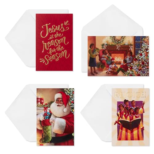 American Greetings Afroamerikanische Weihnachtskarten in Box mit Umschlägen, traditionelle und religiöse Designs (24 Stück) von American Greetings