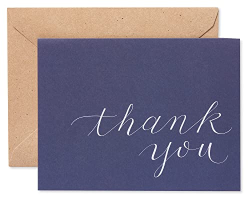 American Greetings Dankeskarten, Marineblau mit braunen Umschlägen im Kraftpapier-Stil, 50 Stück von American Greetings