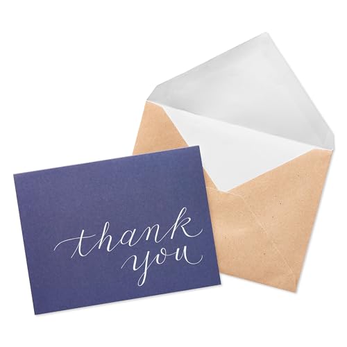 American Greetings Dankeskarten, Marineblau mit braunen Umschlägen im Kraftpapier-Stil, 50 Stück American Greetings Dankeskarten, Marineblau mit braunen Umschlägen im Kraftpapier-Stil, 50 Stück von American Greetings