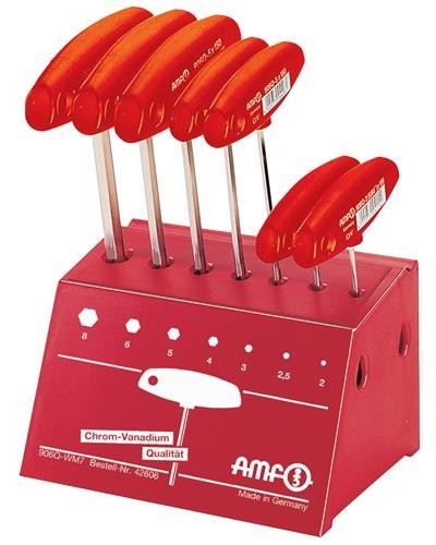 Amf Stiftschlüsselsatz 906Q WM7 7-tlg.SW 2-8 m.Quergr.im Werkbankständer 42606 von Amf