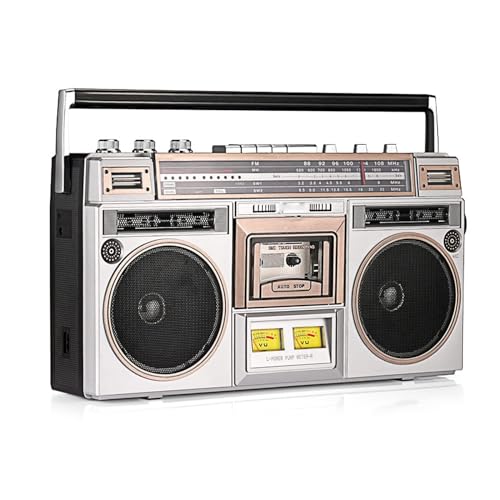 Cassette Boombox, Radio Cassette Player Recorder, AM/FM Radio, Wireless Streaming, USB/Micro SD Slots, Aux In, Headphone Jack, Convert Cassettes to USB/SD, Classic 80s Style Retro von Amhuui