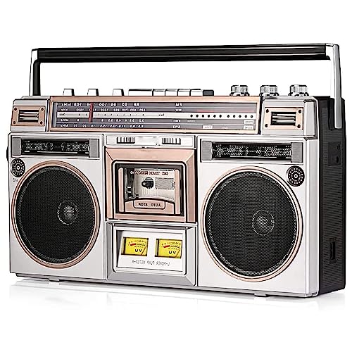 Retro Boombox Tape Player, Retro Bluetooth Boombox Kassettenspieler Mit AM/FM Radio Und Bass Boost, Integrierter Lautsprecher, 3,5 Mm Kopfhöreranschluss, Unterstützt SD/USB-Eingang, Perfekt von Amhuui