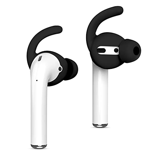 Amial Europe - Ohrpolster kompatibel mit AirPods 1 & 2 (2 Paar) EarPods [Ohrhaken aus Silikon für Kopfhörer] [Ohrpolster für Kopfhörer-Ohrhörer] (schwarz) von Amial Europe