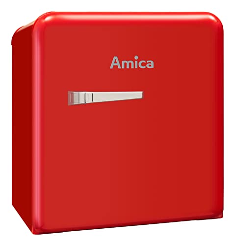 Amica KBR 331 100 R Retro Kühlbox / Chili Red (Rot) / 51cm (H) x 44cm (B) x 51cm (T) / Retro-Design / Mini-Kühlschrank von Amica