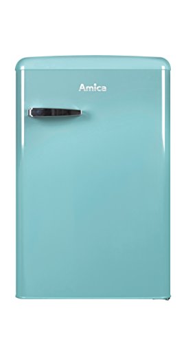 Amica KS 15612 T Retro Kühlschrank mit Gefrierfach / Ice Blue / 88cm (H) x 55cm (B) x 62cm (T) / Retro-Design von Amica
