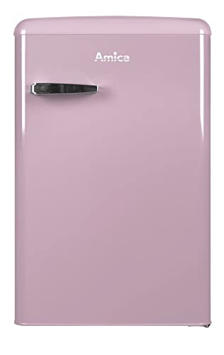 Amica KS 15616 P Retro Kühlschrank mit Gefrierfach / Cupcake Pink / 88cm (H) x 55cm (B) x 62cm (T) / Retro-Design von Amica