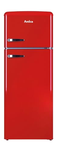 Amica DTR 374 190 R Retro Kühl-/Gefrierkombination/Rot / 144cm (H) x 55cm (B) x 62cm (T) / Retro-Design von Amica