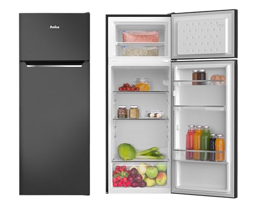 Amica DT 374 160 S Kühl-/Gefrierkombination/Standgerät/Schwarze Edelstahloptik / 144 cm (H) 54 cm (B) 55 cm (T) von Amica
