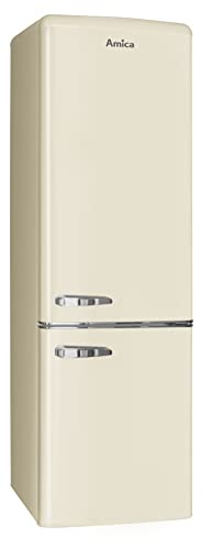 Amica KGCR 387 102 B Retro Kühl-/Gefrierkombination/Beige / 181cm (H) x 55cm (B) x 62cm (T) / Retro-Design/Kühlschrank mit Gefrierfach von Amica