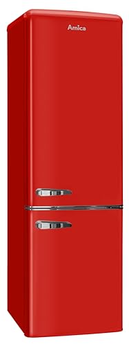 Amica KGCR 387 102 R Retro Kühl-/Gefrierkombination/Rot / 181cm (H) x 55cm (B) x 62cm (T) / Retro-Design/Kühlschrank mit Gefrierfach von Amica