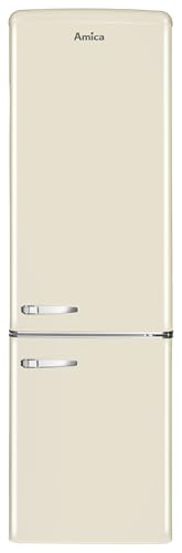 Amica KGCR 387 101 B Retro Kühl-/Gefrierkombination/Beige / 181cm (H) x 55cm (B) x 62cm (T) / Retro-Design/Kühlschrank mit Gefrierfach von Amica