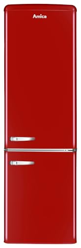 Amica KGCR 387 101 R Retro Kühl-/Gefrierkombination/Rot / 181cm (H) x 55cm (B) x 62cm (T) / Retro-Design/Kühlschrank mit Gefrierfach von Amica